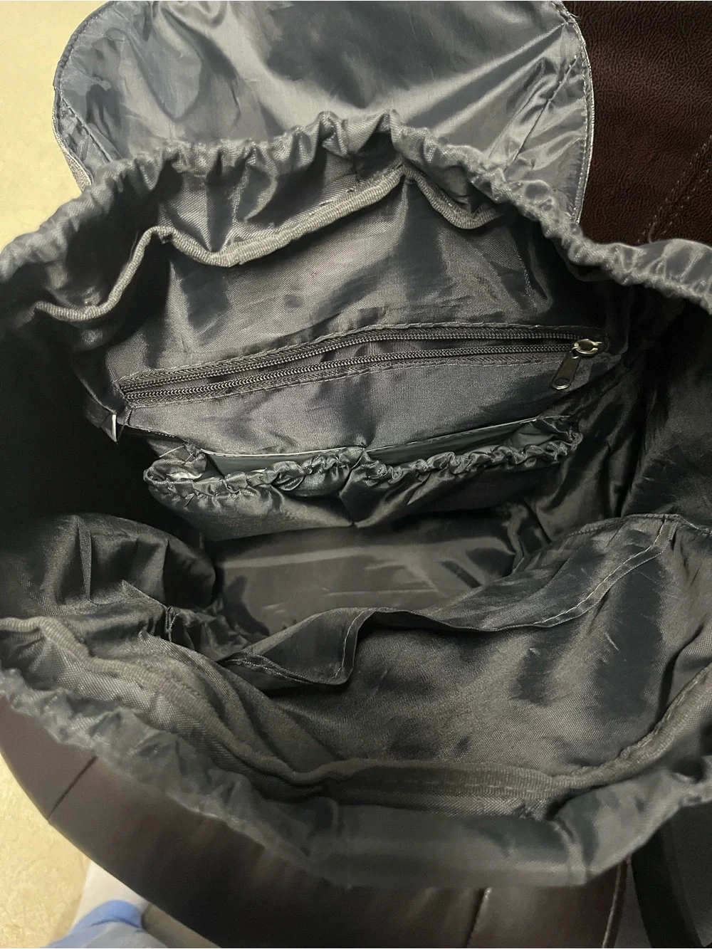 Eddie Bauer First Adventure Gray & Tan Herringbone Diaper Bag Backpack (rack)